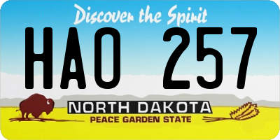 ND license plate HAO257