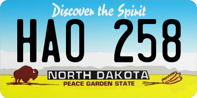 ND license plate HAO258