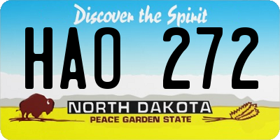 ND license plate HAO272