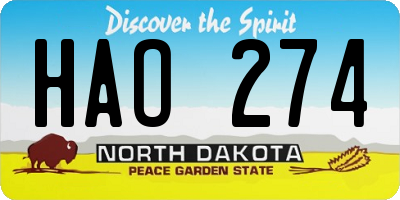 ND license plate HAO274
