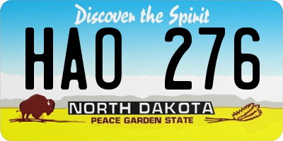 ND license plate HAO276