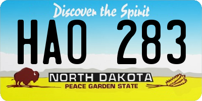 ND license plate HAO283