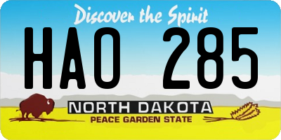 ND license plate HAO285