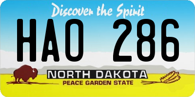 ND license plate HAO286