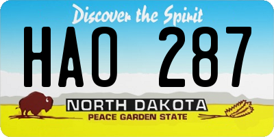 ND license plate HAO287