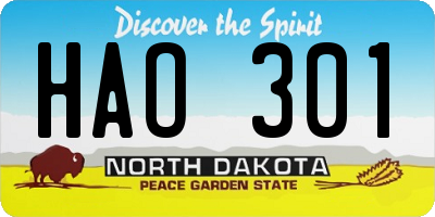 ND license plate HAO301