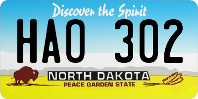 ND license plate HAO302