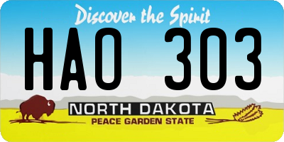 ND license plate HAO303