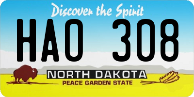 ND license plate HAO308