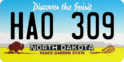 ND license plate HAO309