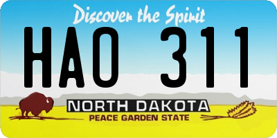 ND license plate HAO311