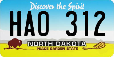 ND license plate HAO312