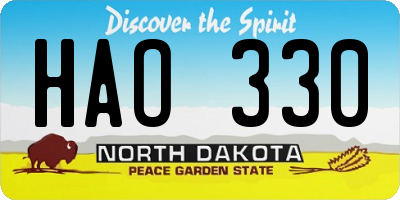 ND license plate HAO330