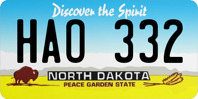 ND license plate HAO332
