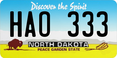 ND license plate HAO333
