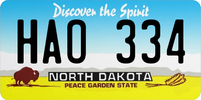 ND license plate HAO334