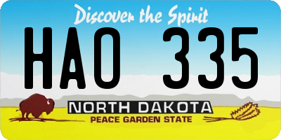 ND license plate HAO335