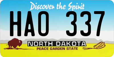 ND license plate HAO337