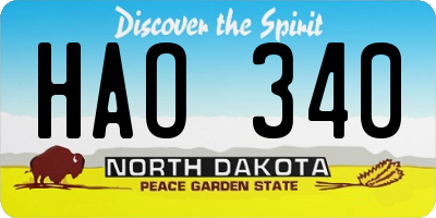 ND license plate HAO340