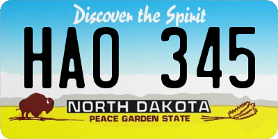 ND license plate HAO345