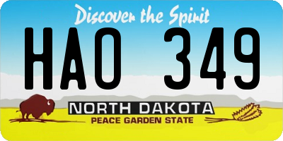 ND license plate HAO349