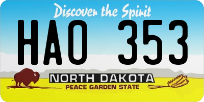 ND license plate HAO353