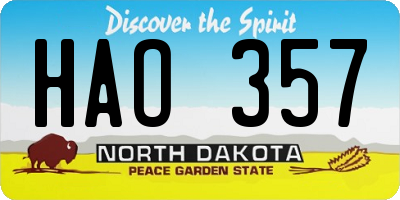 ND license plate HAO357