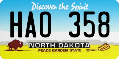 ND license plate HAO358