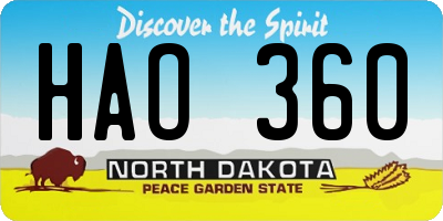 ND license plate HAO360