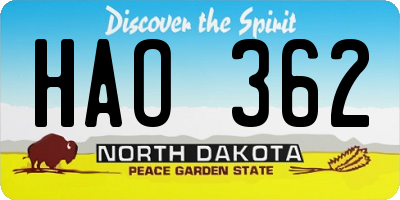 ND license plate HAO362