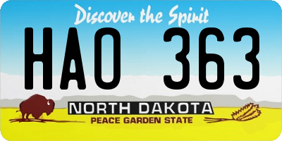 ND license plate HAO363