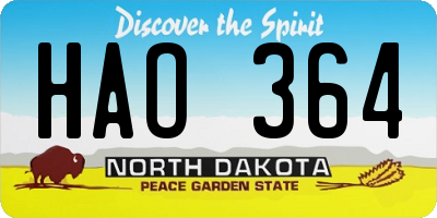 ND license plate HAO364