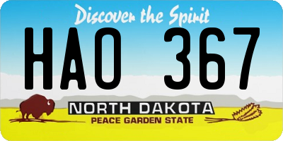 ND license plate HAO367