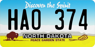 ND license plate HAO374