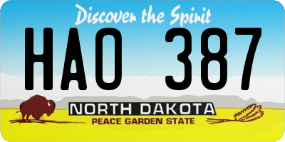ND license plate HAO387