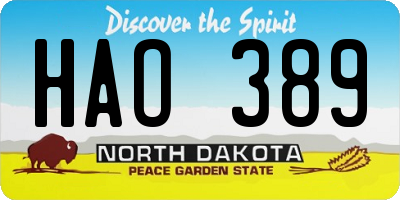 ND license plate HAO389