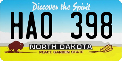 ND license plate HAO398