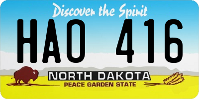 ND license plate HAO416