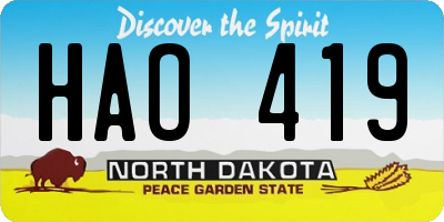 ND license plate HAO419