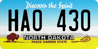 ND license plate HAO430