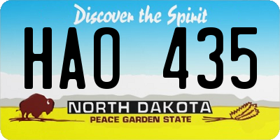 ND license plate HAO435