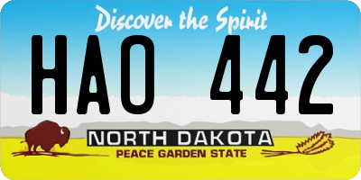 ND license plate HAO442