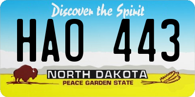 ND license plate HAO443