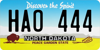 ND license plate HAO444