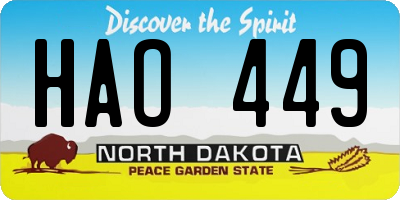 ND license plate HAO449