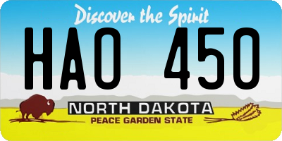 ND license plate HAO450