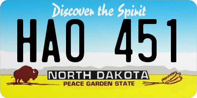 ND license plate HAO451