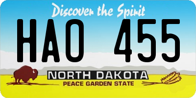 ND license plate HAO455