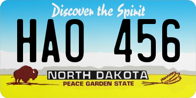 ND license plate HAO456