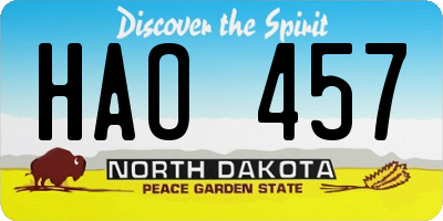 ND license plate HAO457